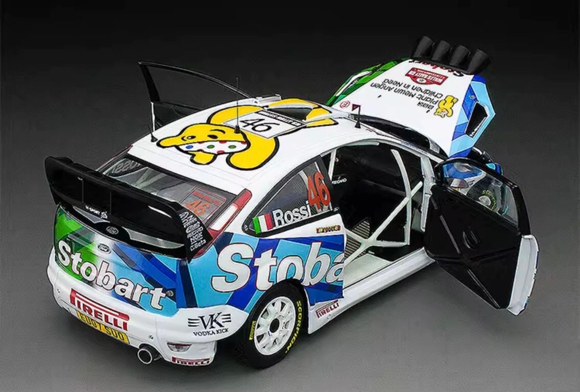 VALENTINO ROSSI #46 1:18 Rally Car – Sunstar Diecast (Stobart / Wales Rally GB)