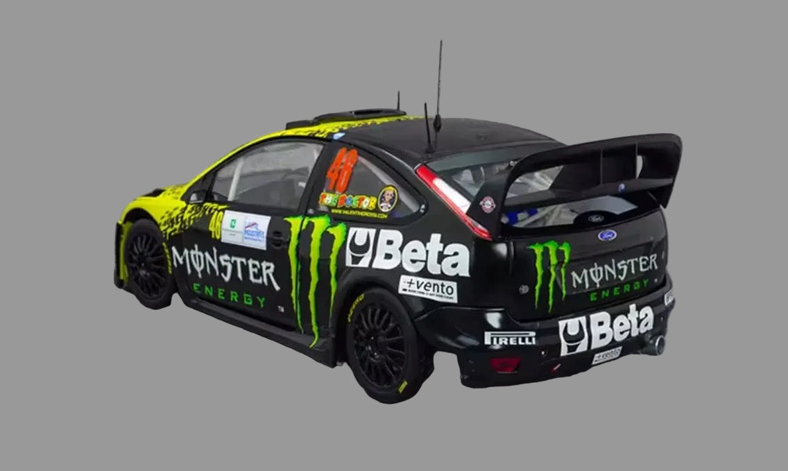 Sunstar 1:18 Rally Collectible Diecast Car – Monster Energy Sponsor – Metal Body, Detailed Interior