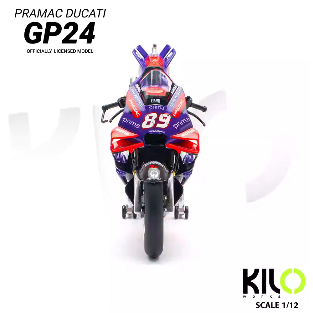 Kilo 1:12 Pramac Ducati GP24 Jorge Martín & Franco Morbidelli – Officially Licensed MotoGP Diecast Model with Full Functions